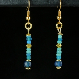 Earrings with Roman turquoise and blue glass beads