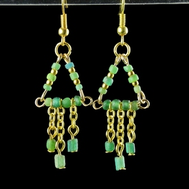 Earrings with Roman green glass beads