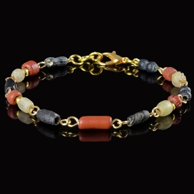 Bracelet with Roman red, black, semi-translucent glass beads