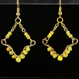 Earrings with Roman wire-wrapped yellow glass beads