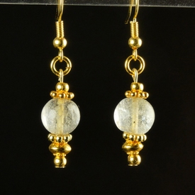Earrings with ancient rock crystal melon beads