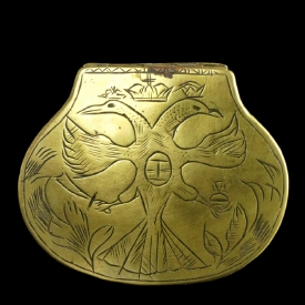 Antique brass tobacco or snuffbox with double-headed Eagle