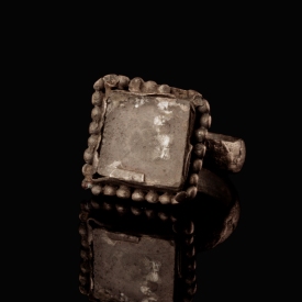 Late Roman - early Byzantine silver ring with glass inlay