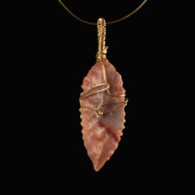 Neolithic wire-wrapped stone arrowhead pendant