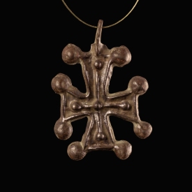 Byzantine bronze cross pendant