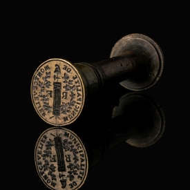 French Revolution, wooden and brass Municipal Seal Stamp of Montcevelier/Montsevelier (Switzerland)