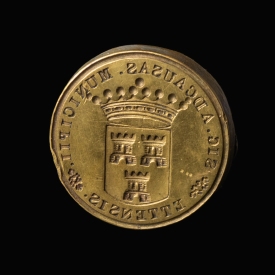 Antique Dutch brass seal matrix of the Municipality of Etten (Etten-Leur)