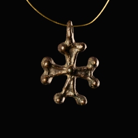 Byzantine bronze cross pendant