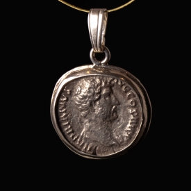 Silver pendant with Roman coin of Hadrian