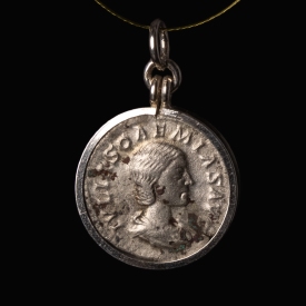 Silver pendant with Roman coin of Empress Julia Soaemias, mother of Elagabalus