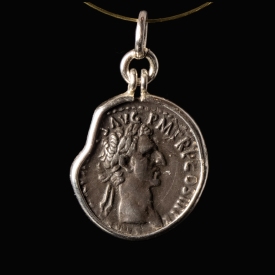 Silver pendant with Roman coin of Nerva
