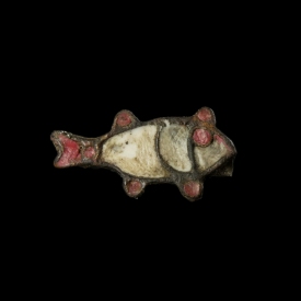 Ancient Roman bronze enamelled Fish Fibula