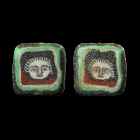 Romano-Egyptian mosaic glass face bead