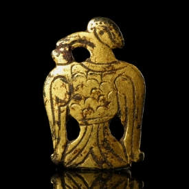 Medieval gilded bronze Eagle applique