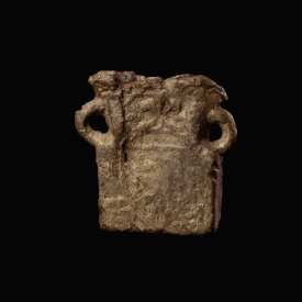 Medieval lead pilgrims ampulla with Fleur-de-Lis