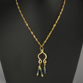 Necklace with Roman blue and turquoise glass beads