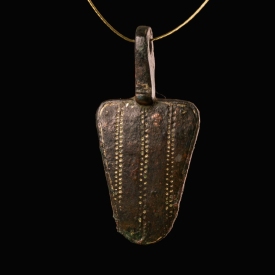 Medieval gilded bronze harness pendant