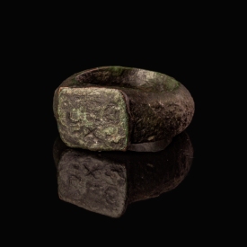Ancient Roman solid bronze ring with Legionary inscription - LEG X