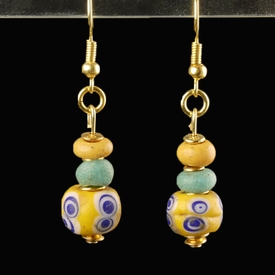 Earrings with Celtic glass stratified 'Eye' beads