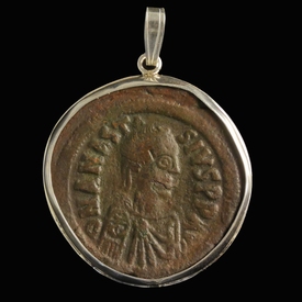 Silver pendant with Byzantine coin of Anastasius I