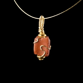 Pendant with wire-wrapped Roman red glass bead