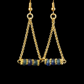 Earrings with Roman blue glass beads