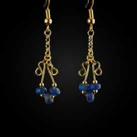 Earrings with Roman blue glass beads