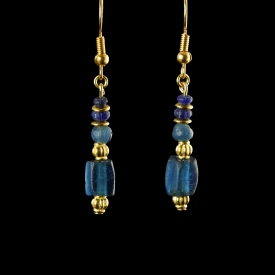 Earrings with Roman blue glass beads
