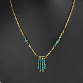 Necklace with Roman turquoise glass beads