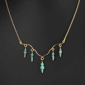 Necklace with Roman turquoise glass beads