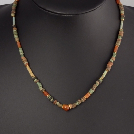 Necklace with Egyptian faience and carnelian beads