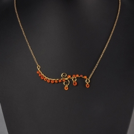 Necklace with wire-wrapped Roman orange glass beads