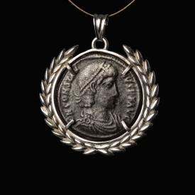 Silver pendant with Roman coin of Constantius II