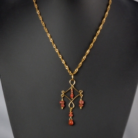 Necklace with Roman red glass beads
