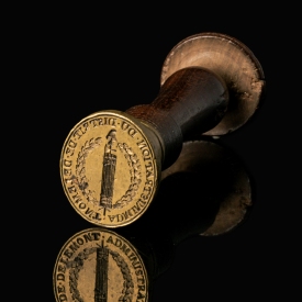 French Revolution, wooden and brass Seal Stamp of the District of Delémont (France - Switzerland)