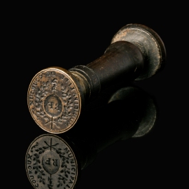 French Revolution, wooden and brass Municipal Seal Stamp of Couroux (France - Switzerland)