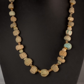 Necklace with ancient Egyptian faience and melon beads