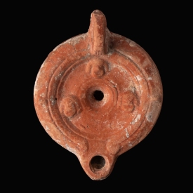 Ancient Roman Terracota Oil Lamp with Theatre Masks