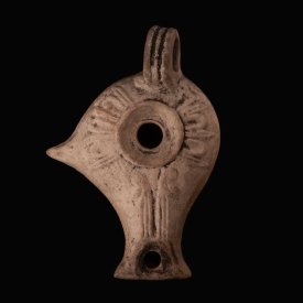 Ancient Roman Terracotta Vogelkopflampe (Bird's-Head Lamp)
