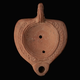 Ancient Roman Terracotta Oil Lamp with Ovolo Decoration