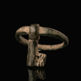 Roman Bronze Ring Key with Fully Rotating Mechanism