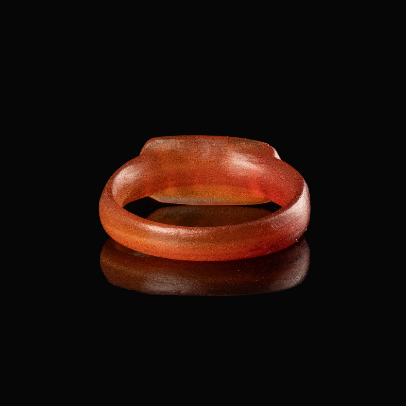 Ancient Egyptian Carnelian Seal Ring with Opposed Profile Busts