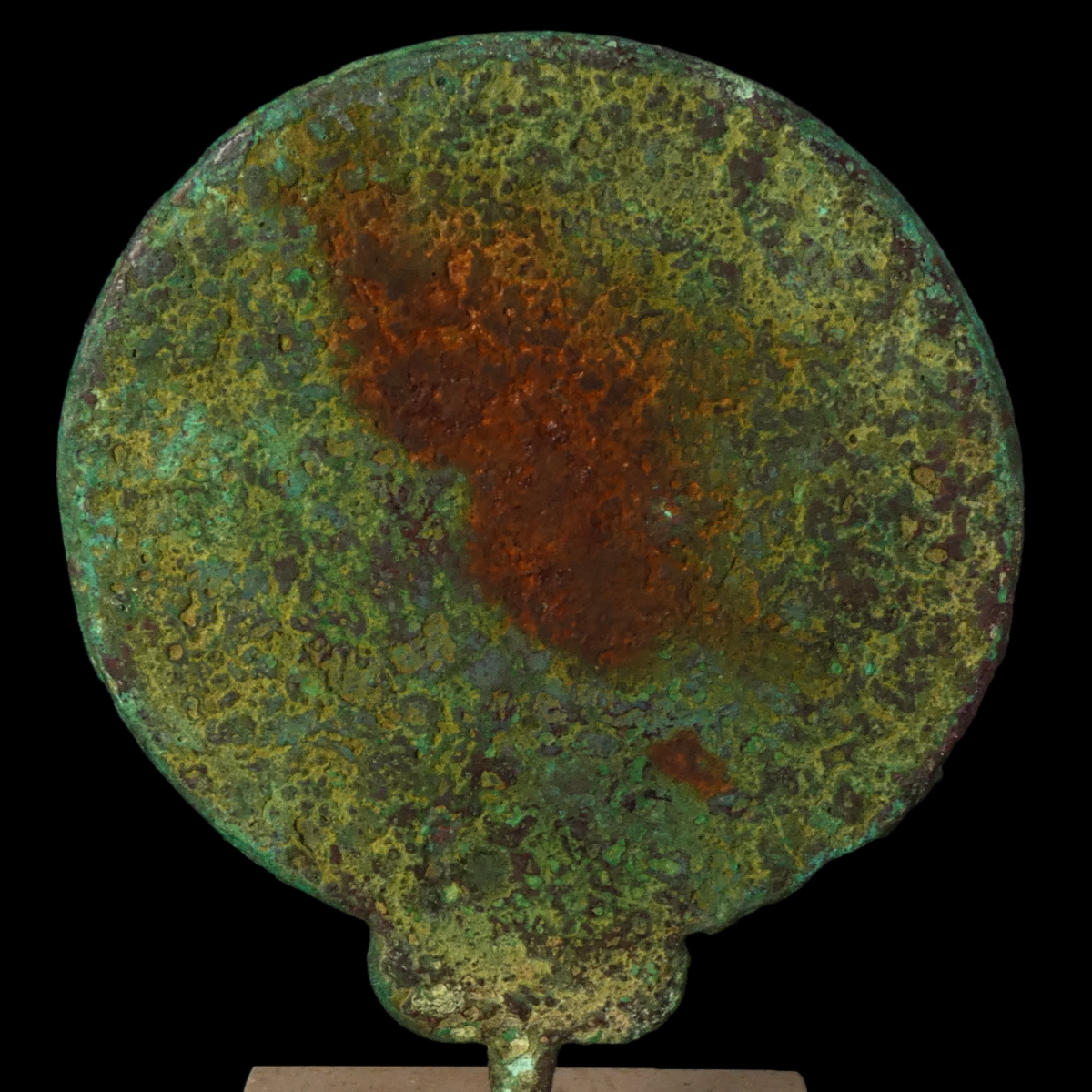 Ancient Etruscan bronze hand mirror, engraved with Sphinx