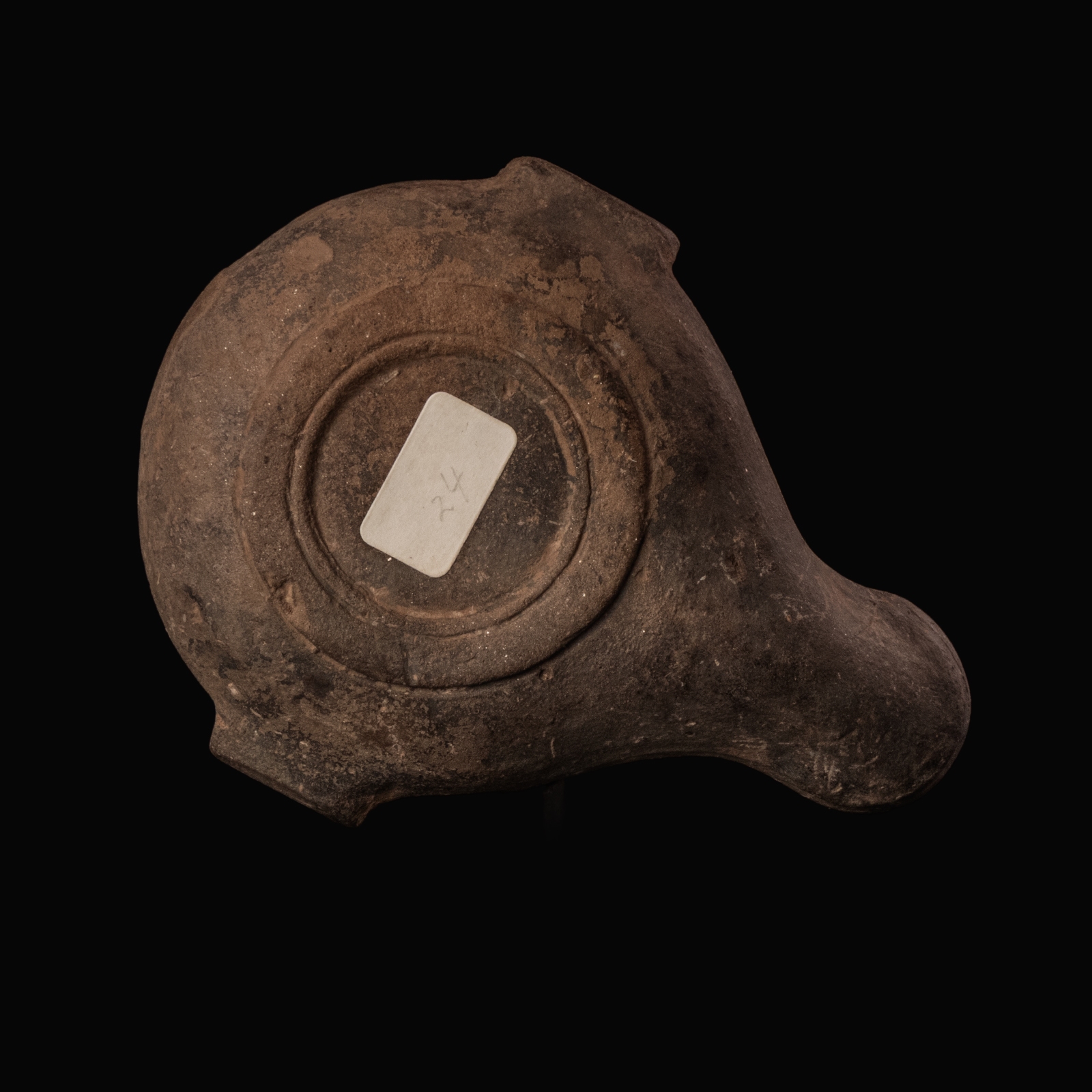Ancient Greek Hellenistic Black-Slipped Oil Lamp with Medusa Head