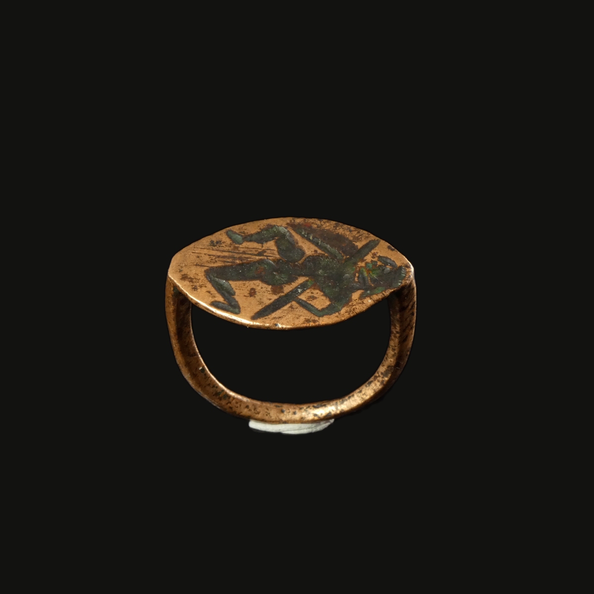 Ancient Greek Hellenistic Signet Ring with Warrior