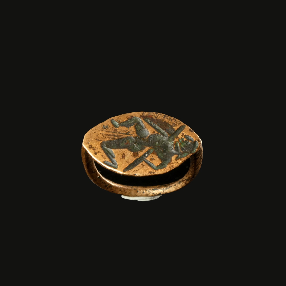 Ancient Greek Hellenistic Signet Ring with Warrior
