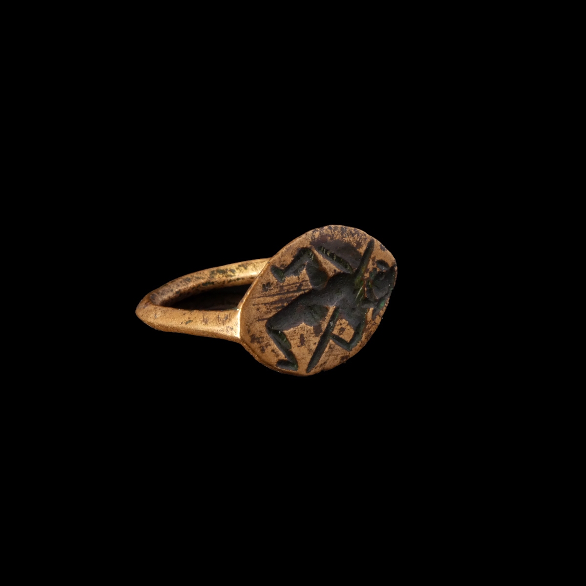 Ancient Greek Hellenistic Signet Ring with Warrior