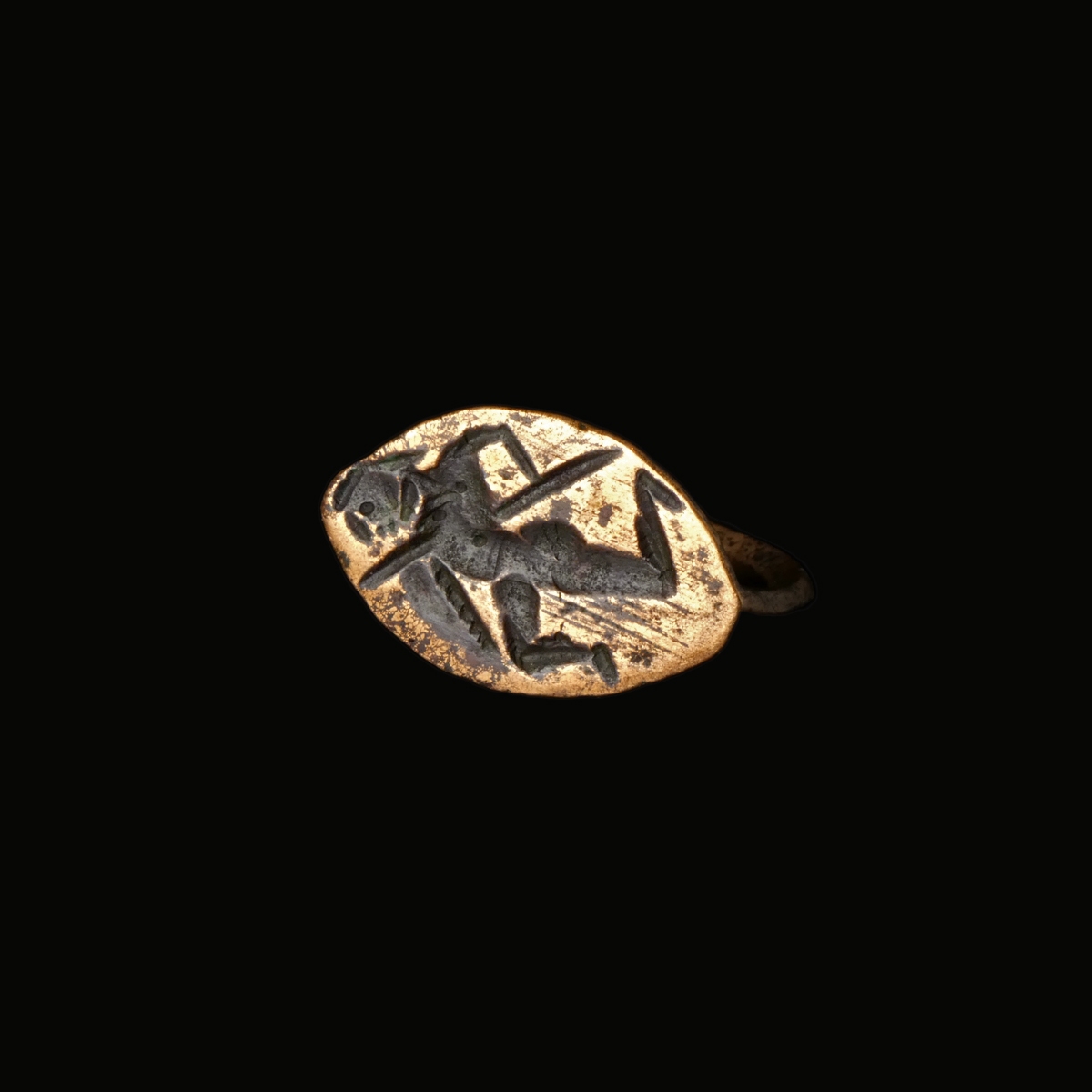 Ancient Greek Hellenistic Signet Ring with Warrior