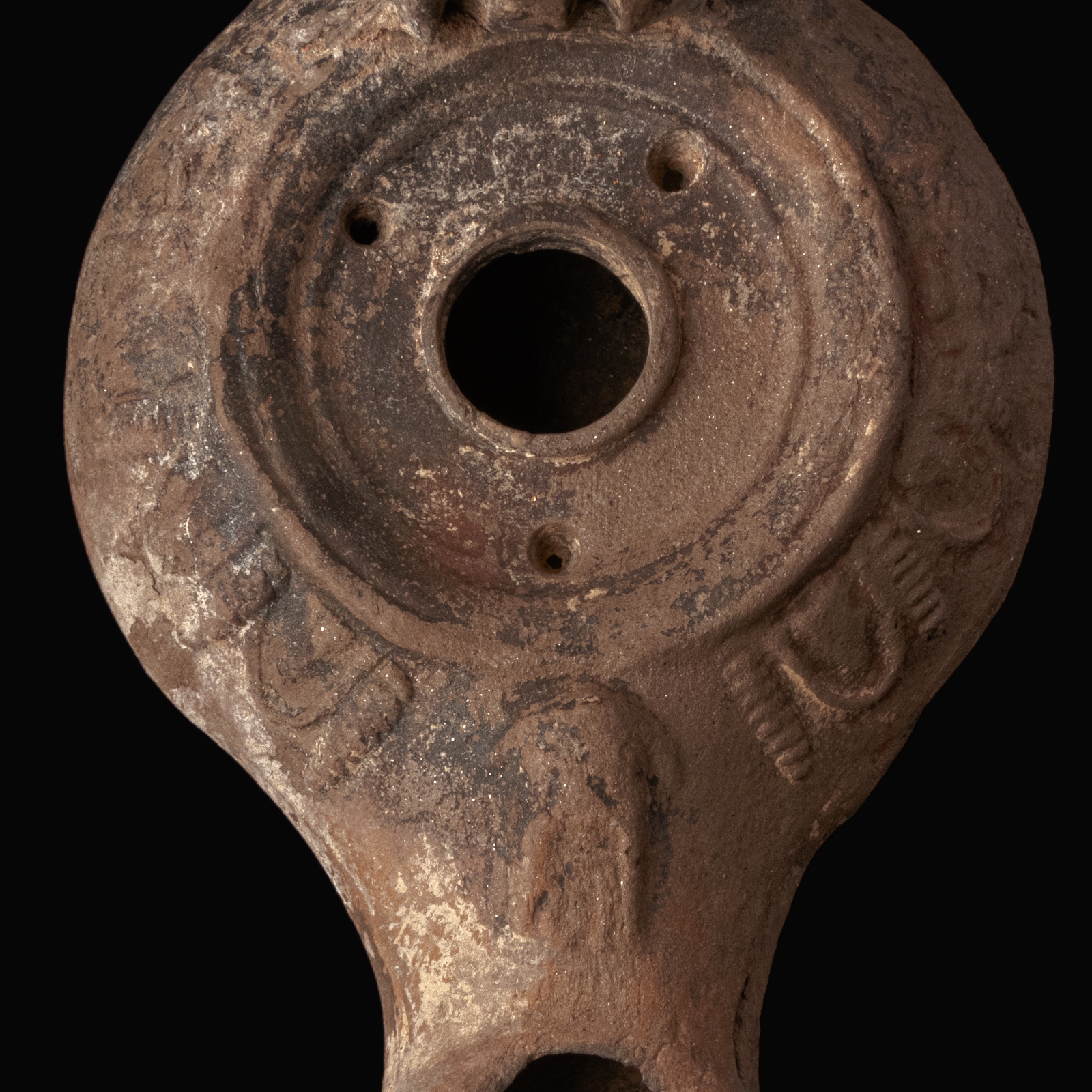 Ancient Greek Hellenistic Terracotta Ephesus-Type Oil Lamp with Head of Zeus