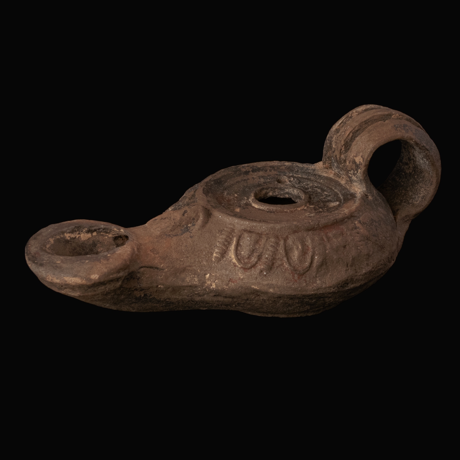 Ancient Greek Hellenistic Terracotta Ephesus-Type Oil Lamp with Head of Zeus